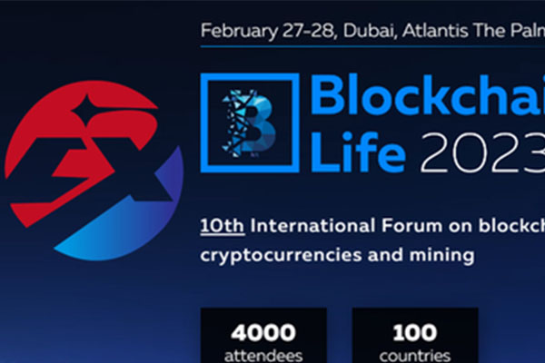 Einladungsschreiben zur Ausstellung: Blockchain Life 2023, 27.–28. Februar, Dubai, Stand Nr. P27